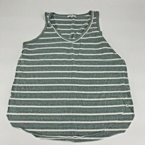 Another Love Womens Tank Top Shirt Striped V-Neck Casual Chest Pocket Sz S - Picture 1 of 4